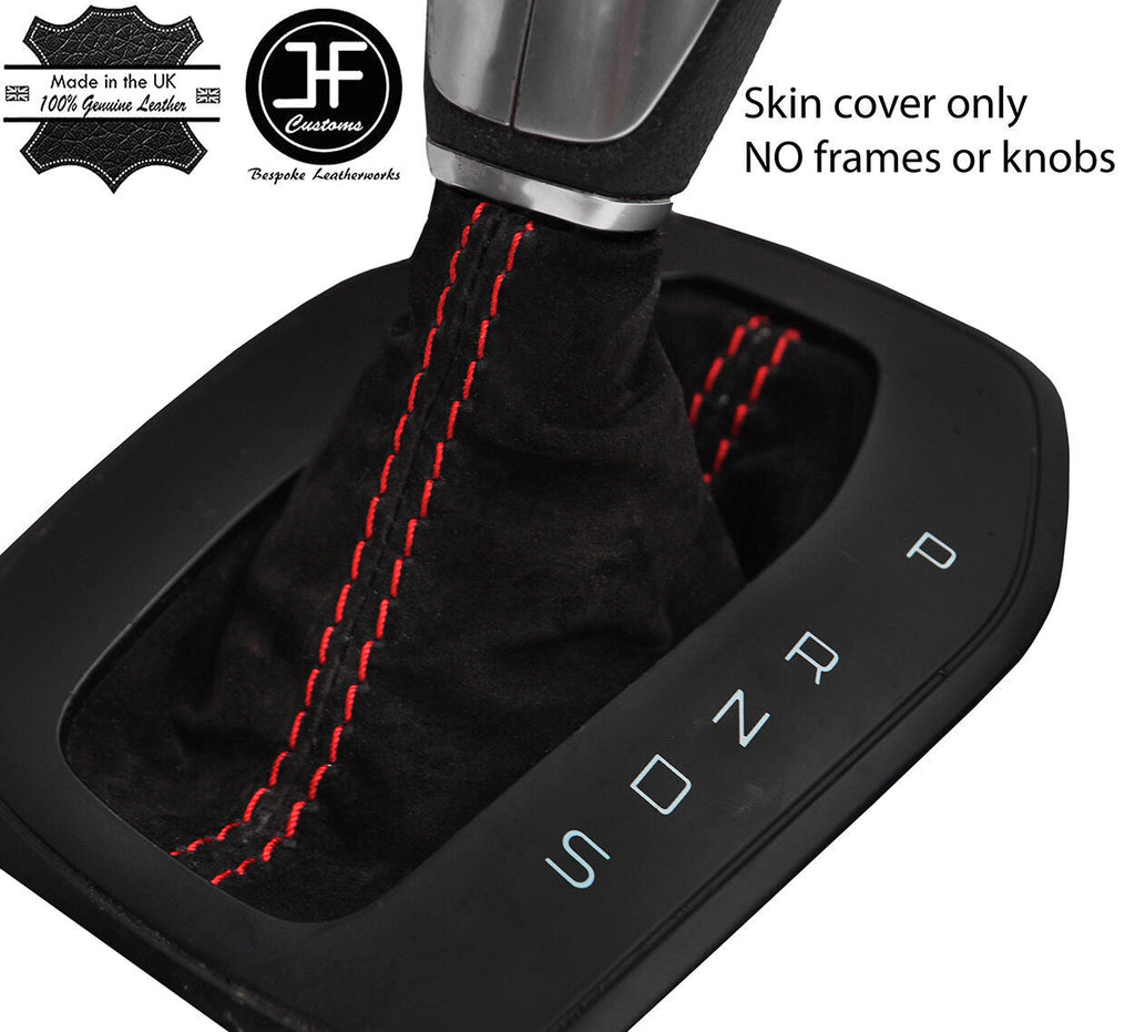 RED STITCH REAL SUEDE AUTOMATIC GEAR GAITER FOR FORD FIESTA MK9 2013-2018