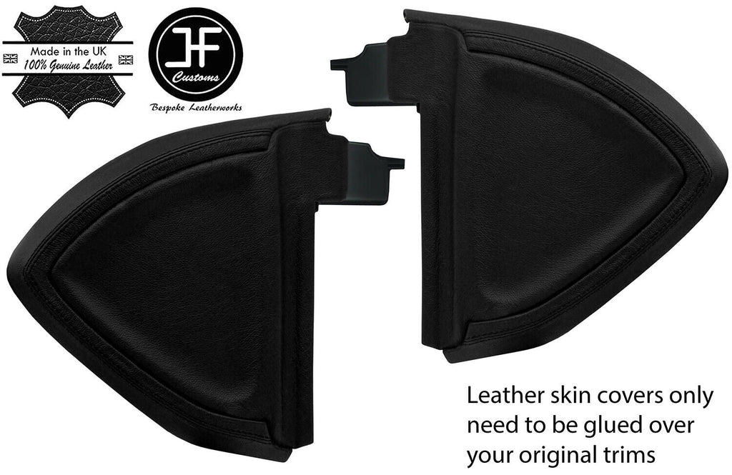BLACK REAL LEATHER 2x END DASH SIDE TRIM COVERS FOR SMART FORTWO 451 07-14