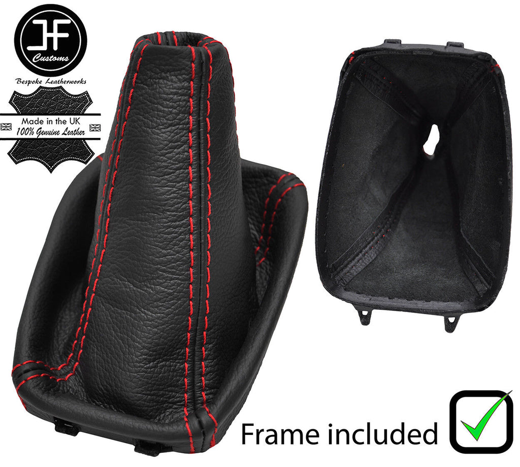 RED  STITCH LEATHER MANUAL GEAR GAITER + PLASTIC FRAME FOR SAAB 93 9-3 03-12