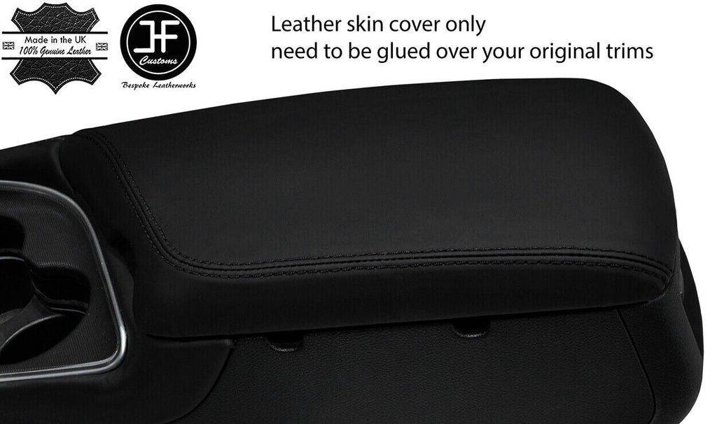BLACK STITCH NAPPA SMOOTH REAL LEATHER ARMREST COVER FOR DODGE CHALLENGER 15-19