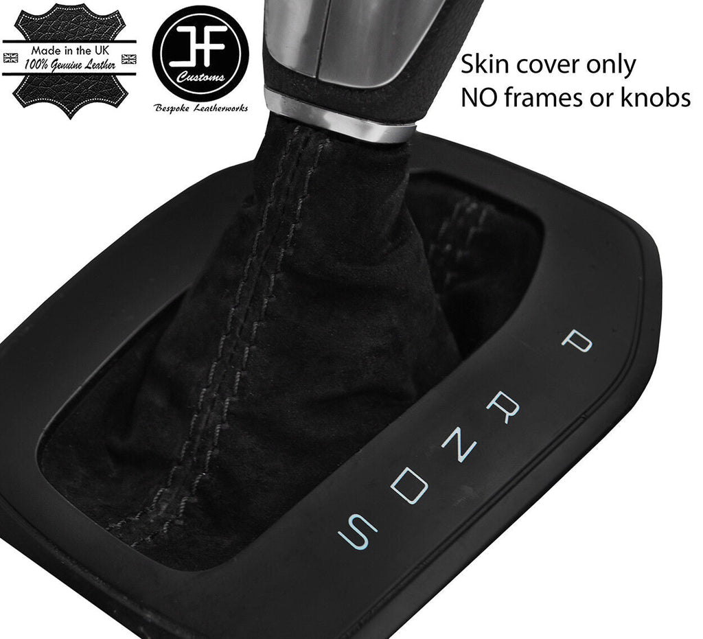 BLACK STITCH REAL SUEDE AUTOMATIC GEAR GAITER FOR FORD FIESTA MK9 2013-2018