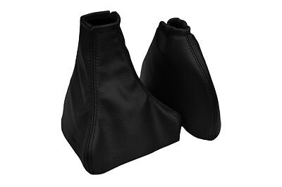 BLACK DOUBLE STITCHING FITS JAGUAR X-TYPE 2001-2009 BLACK GEAR&HANDBRAKE LEATHER