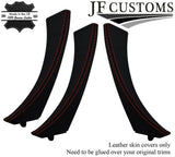 D RED STITCH ITALIAN PERFORATED LEATHER 3X DOOR HANDLE COVERS FOR BMW E90 E9X