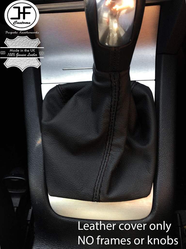 BLACK STITCH TOP GRAIN LEATHER GEAR GAITER FITS SKODA OCTAVIA MK2 II 2004-2012