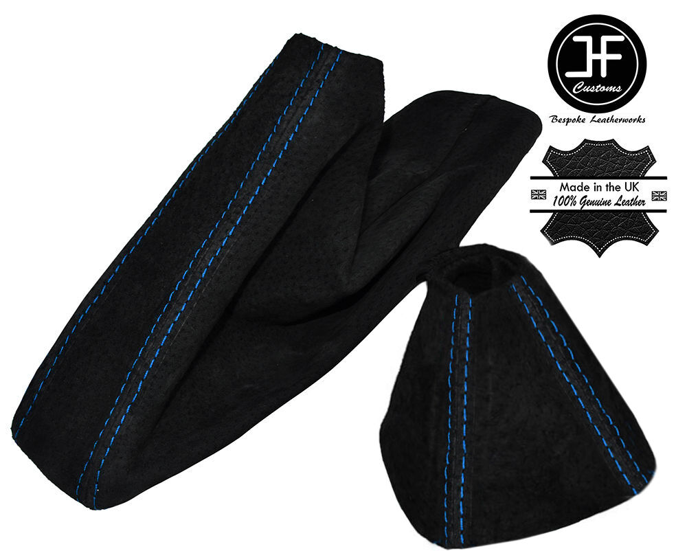 BLUE STITCH FOR BMW 1 SERIES E81 E82 E87 E88 2005-2012 AUTO BLACK SUEDE SET