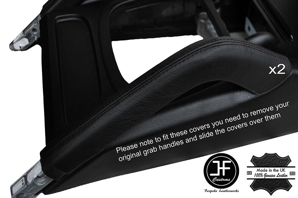 BLACK STITCH 2X CONSOLE GRAB HANDLE COVERS FITS PORSCHE CAYENNE 02-10 STYLE 2