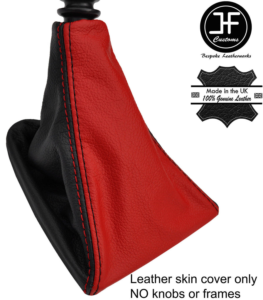 BLACK & RED TOP GRAIN LEATHER GEAR GAITER FITS PEUGEOT 807 2002-2010 CUSTOM NEW