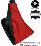 BLACK & RED TOP GRAIN LEATHER GEAR GAITER FITS PEUGEOT 807 2002-2010 CUSTOM NEW