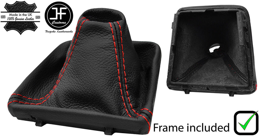 RED STITCH LEATHER MANUAL GEAR GAITER+PLASTIC FRAME FITS SEAT IBIZA MK5 09-15