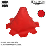 RED LEATHER FITS VW T5 TRANSPORTER GEAR BLACK STITCHING 2003-2010 CUSTOM NEW