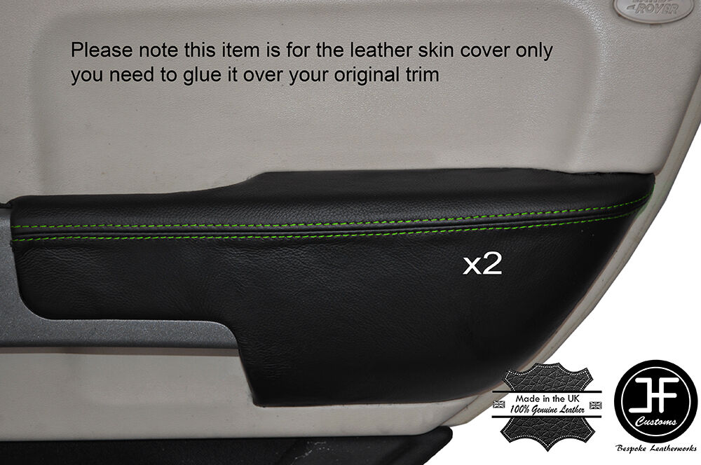 GREEN STITCH 2X REAR DOOR ARMREST SKIN COVERS FITS RANGE ROVER VOGUE L322