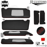 FOR MERCEDES E CLASS W210 99-03 RED CROSS STITCH 2X SUN VISOR LEATHER COVERS