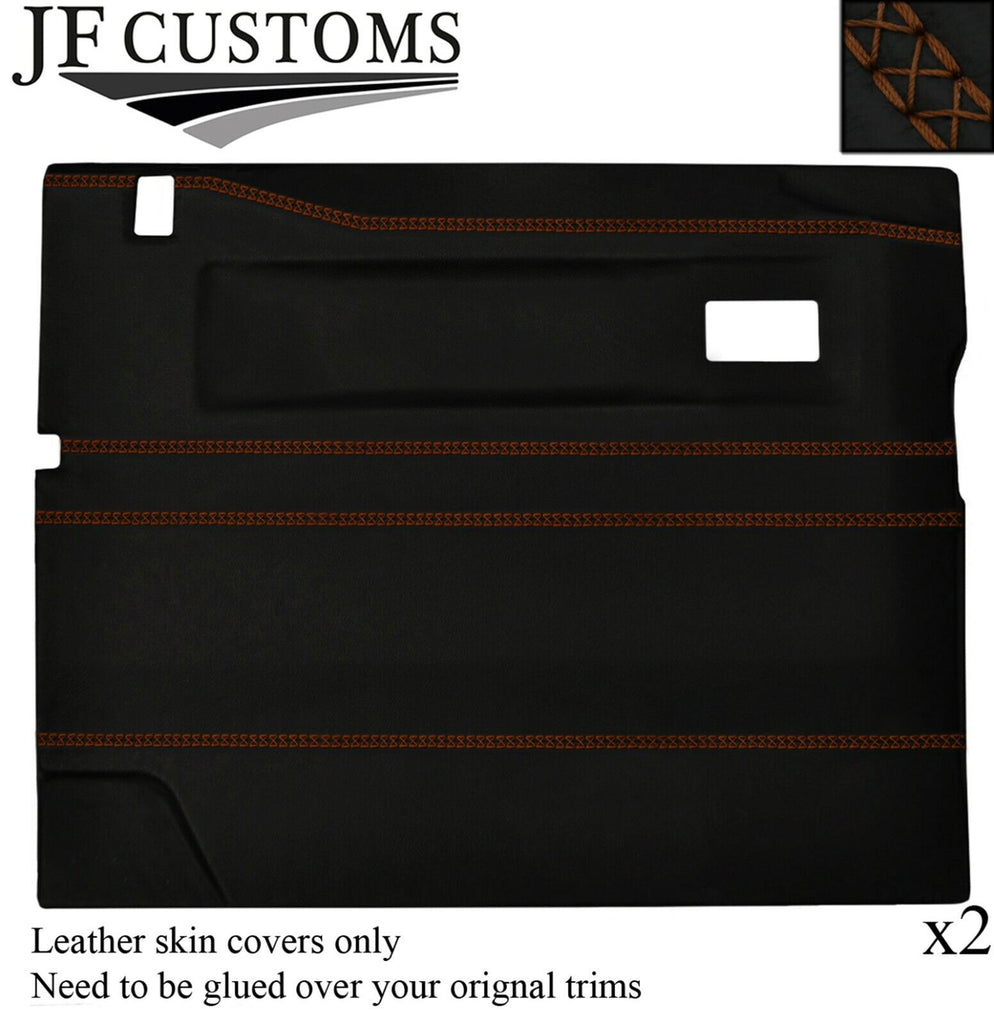 TAN LUX-STITCH LEATHER 2X FRONT DOOR COVERS FOR LAND ROVER DEFENDER 90 110