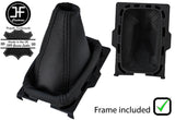 BLACK STITCH LEATHER GEAR GAITER+PLASTIC FRAME FOR MERCEDES 190 W201 1982-1993