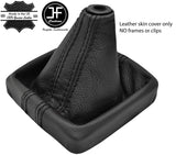 BLACK & BLACK STRIPE LEATHER GEAR GAITER FOR MITSUBISHI LANCER EVO 10 X 08-16