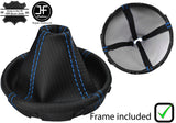BLUE 4 DOUBLE STITCH CARBON VINYL GEAR GAITER+PLASTIC FRAME FOR VW T5 03-14