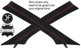 RED STITCH 2X A POST PILLAR SUEDE COVERS FITS BMW 5 SERIES E39 1995-2003