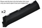 BLACK STITCH 2X REAR C PILLAR LEATHER SKIN COVERS FITS AUDI A3 8P S3 03-12 3DR