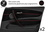 RED STICH 2X FRONT DOOR CARD+HANDLE+DOOR ARMREST SUEDE COVER FOR BMW E87 DSG2