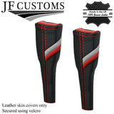 RED STITCH SPORT STRIPES 2X SEAT BELT LONG COVERS FOR AUDI A4 B8 2008-2015