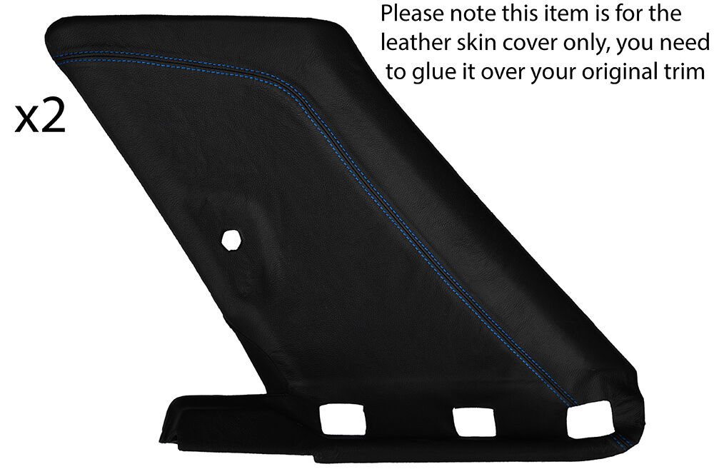 BLUE STITCH 2X REAR C PILLAR LEATHER COVER FITS VW GOLF MK2 JETTA 83-92 3 DOOR