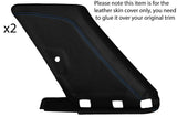 BLUE STITCH 2X REAR C PILLAR LEATHER COVER FITS VW GOLF MK2 JETTA 83-92 3 DOOR