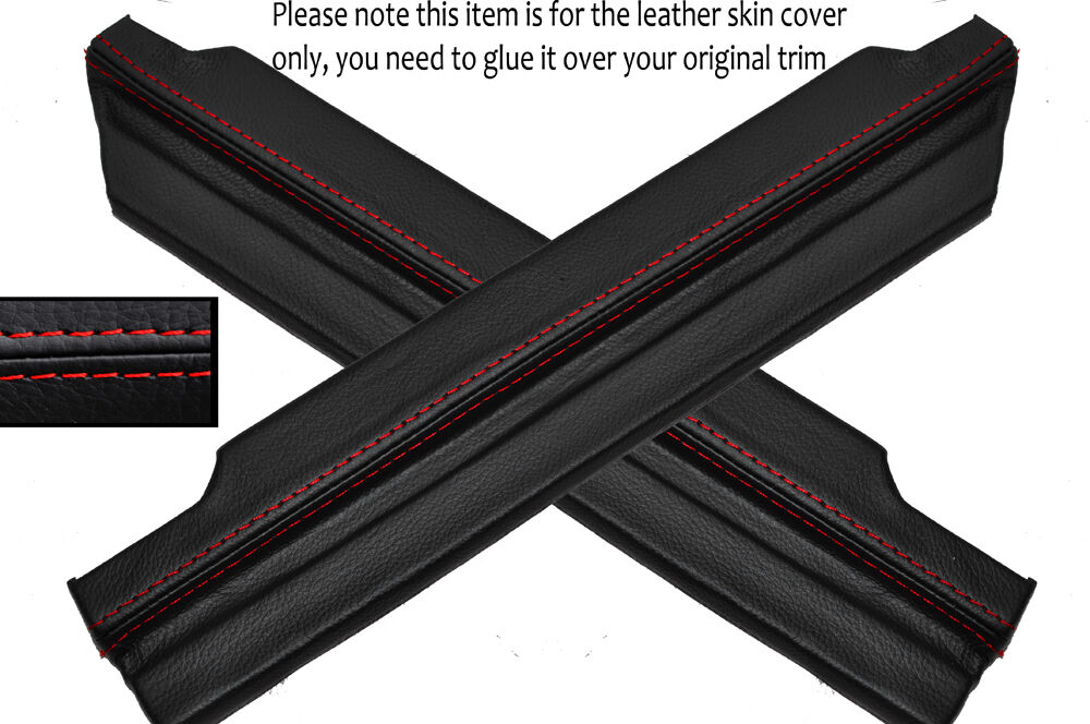 RED STITCH 2X REAR DOOR SILL LEATHER COVERS FITS LAND ROVER DISCOVERY 96-04