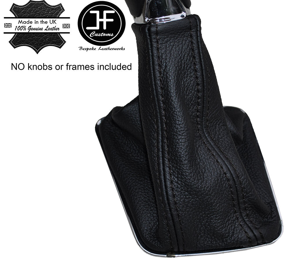 BLACK STITCHING MANUAL LEATHER GEAR GAITER FITS SKODA RAPID 2013-2016 CUSTOM NEW
