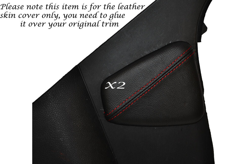 RED STITCH 2X LEATHER KNEE PADS SKIN COVERS FITS NISSAN 350Z 2002-2005