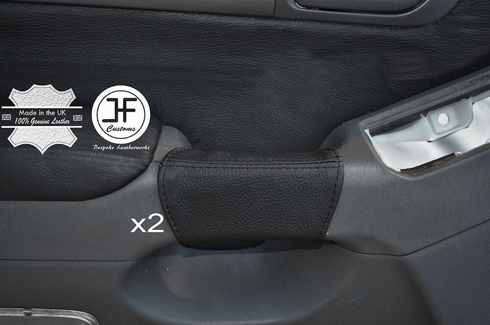 BLACK STITCH 2X FRONT DOOR HANDLE LEATHER COVERS FITS TOYOTA LAND CRUISER J120