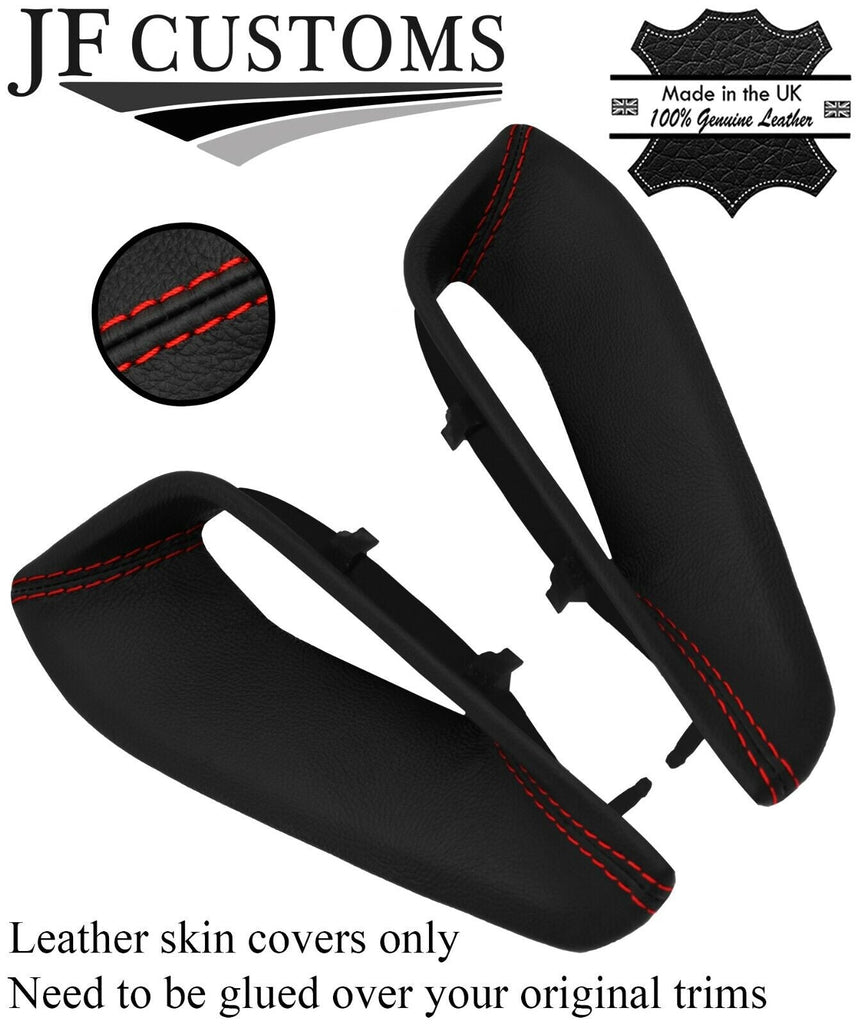 RED STITCH 2X LEATHER CENTER CONSOLE TRIMS FOR VW GOLF MK5 MK6 2004-2013