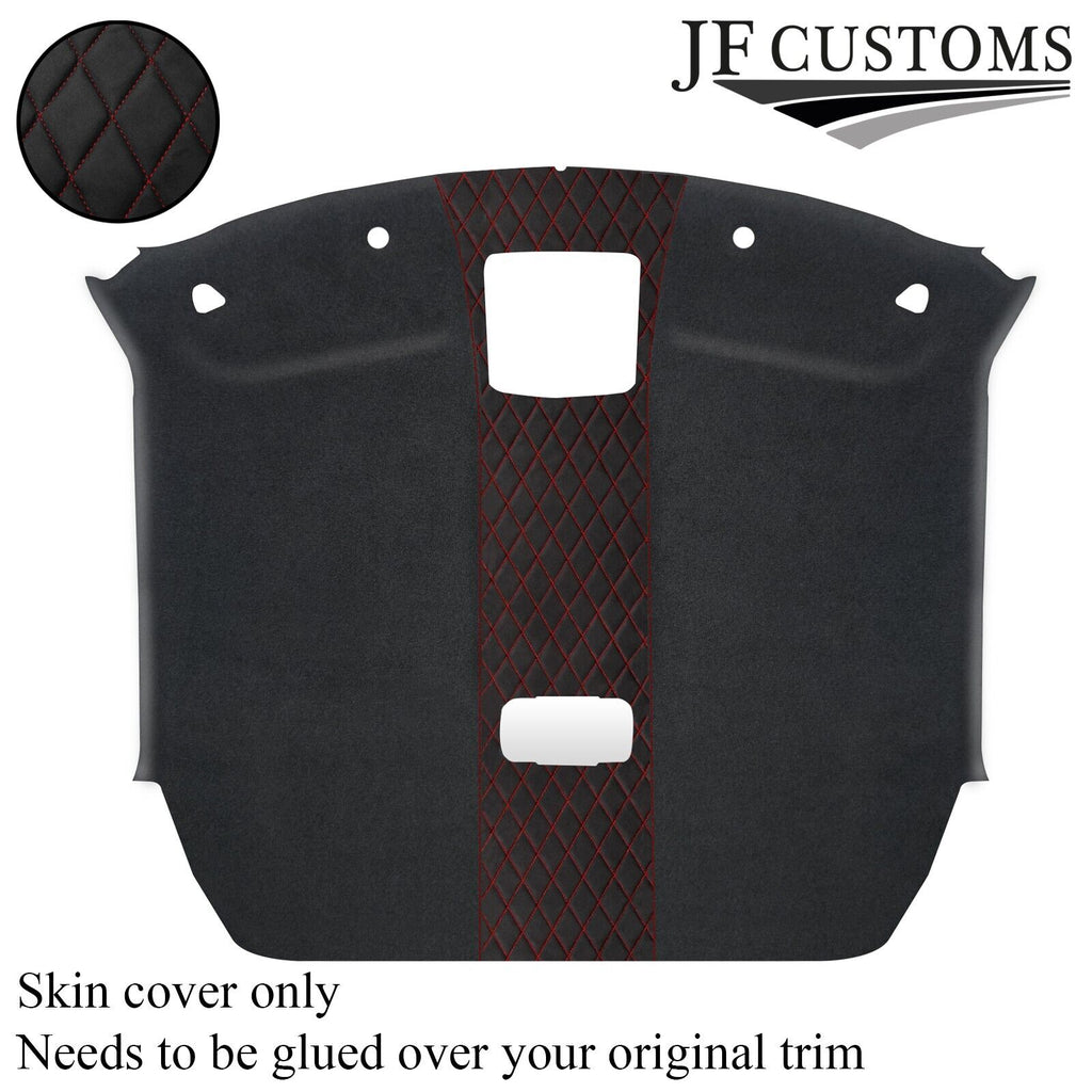 DARK RED STITCH DIAMOND D GREY LUXE SUEDE HEADLINER COVER FOR NISSAN SKYLINE R35