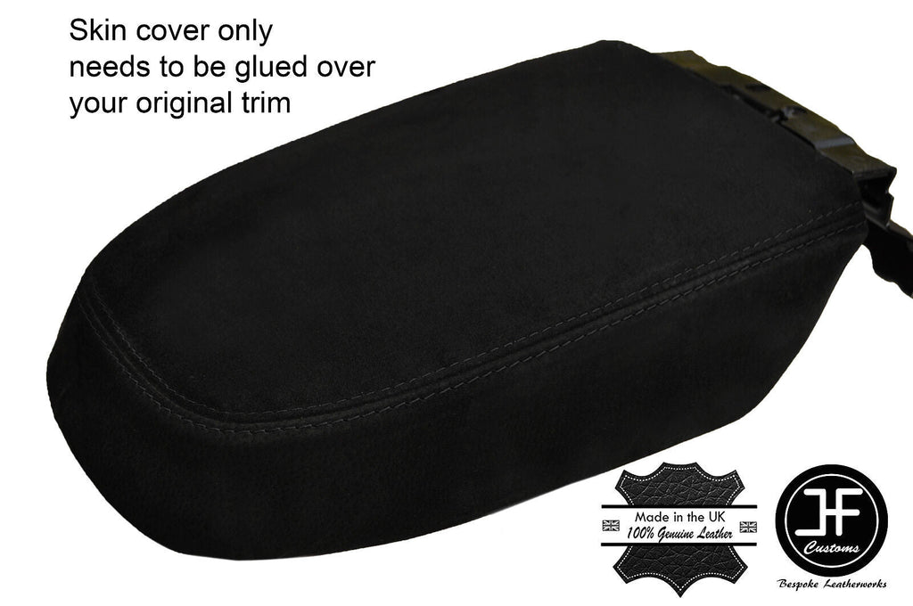 BLACK STITCH REAL SUEDE ARMREST COVER FITS FORD FOCUS MK3 2008-2011 CUSTOM NEW