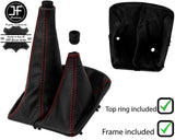 RED STITCH LTHR 4X4 GEAR HI LOW GAITER+FRAME+RING FOR TOYOTA HILUX 06-15 JF1