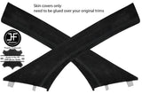 BLACK STITCHING 2X A PILLAR REAL SUEDE COVERS FOR SMART FORFOUR 2014-2018