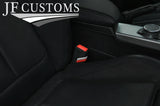 BLACK STITCH SPORT STRIPES 2X SEAT BELT LONG COVERS FOR AUDI Q2 2016-2022