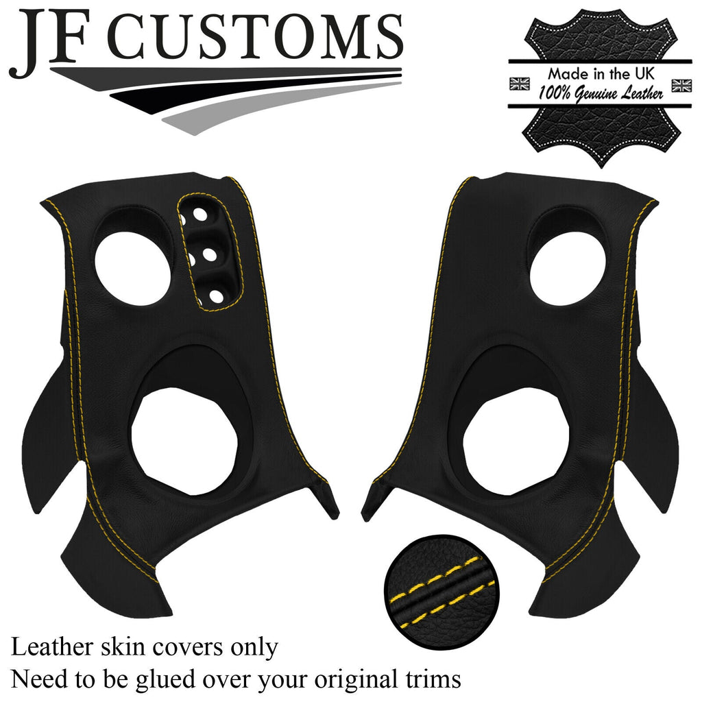 YELLOW STITCH LEATHER 2X SPEAKER VENT DASH SILL COVERS FOR LOTUS ELISE S2 01-06