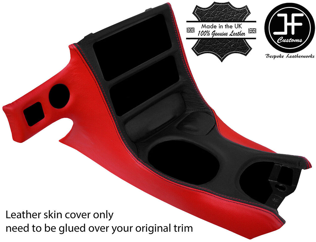 BLACK & RED  LEATHER CONSOLE SHIFT BEZEL SURROUND COVER FOR CORVETTE C5 97-04