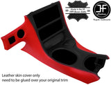 BLACK & RED  LEATHER CONSOLE SHIFT BEZEL SURROUND COVER FOR CORVETTE C5 97-04