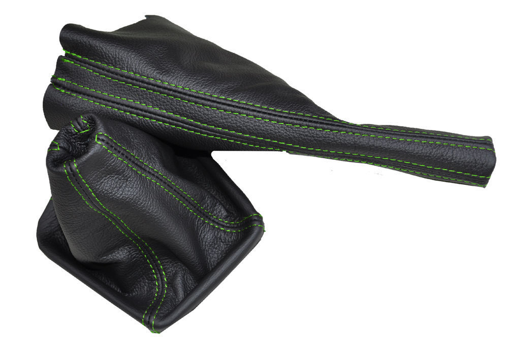 GREEN STITCH FITS VW PASSAT B3 B4  GEAR GAITER HANDBRAKE LEATHER 1988-1997