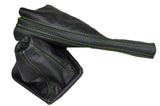 GREEN STITCH FITS VW PASSAT B3 B4  GEAR GAITER HANDBRAKE LEATHER 1988-1997