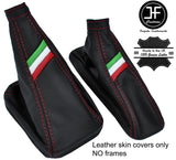 RED STITCH ITALIAN FLAG REAL LEATHER GAITER SET FOR ALFA ROMEO GT 2003-2010