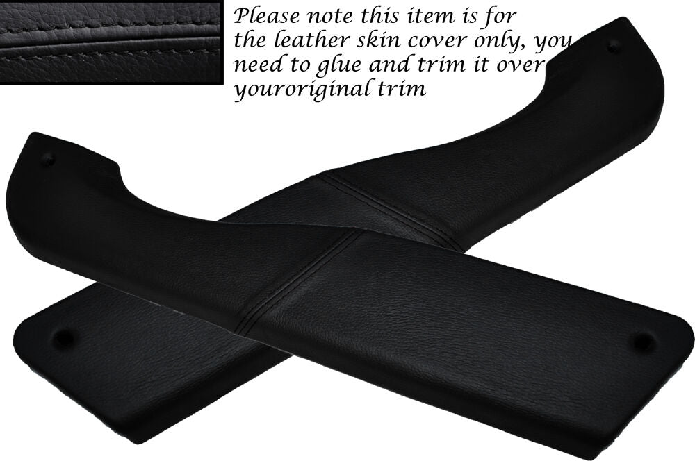 BLACK STITCH 2X DOOR POCKET LEATHER COVERS FITS ALFA ROMEO GTV SPIDER 916 95-05