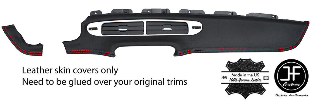 RED STITCH DASH VENTS TRIM REAL LEATHER COVER FITS CAMARO 2012-2015 STYLE 2
