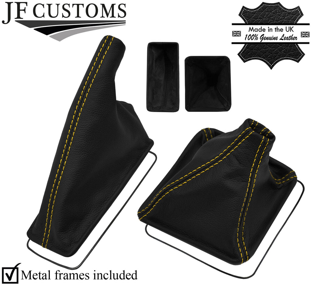 YELLOW STITCH REAL LEATHER GEAR + HANDBRAKE+METAL FRAMES FOR LOTUS ELAN M100 SE