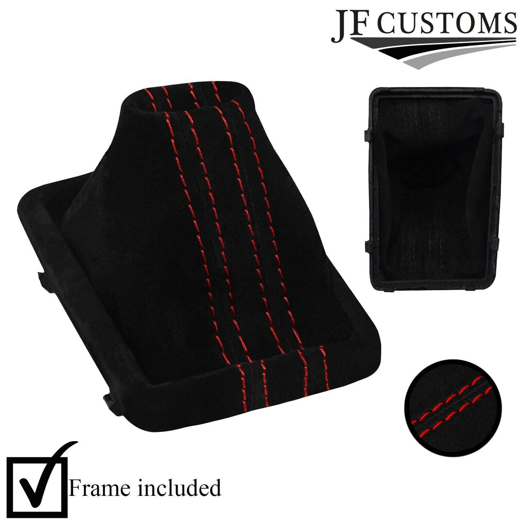 RED STITCH AUTO S-TRONIC SUEDE GEAR COVER+PLASTIC FRAME FOR AUDI Q2 16-22