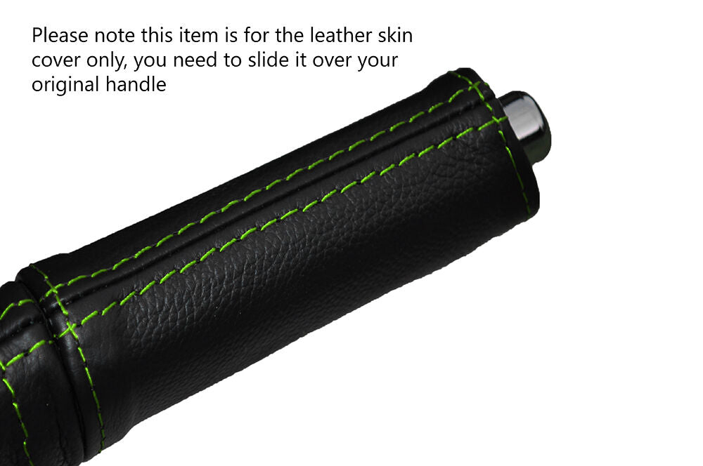 GREEN STITCH HANDBRAKE HANDLE LEATHER SKIN COVER FITS TOYOTA GT86 2012-2015