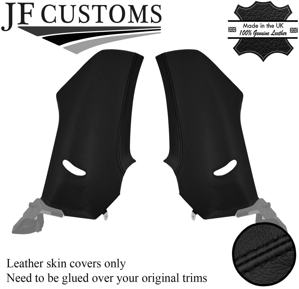 BLACK STITCH 2X REAR C PILLAR REAL LEATHER COVERS FOR FIAT 500 & ABARTH 07-20
