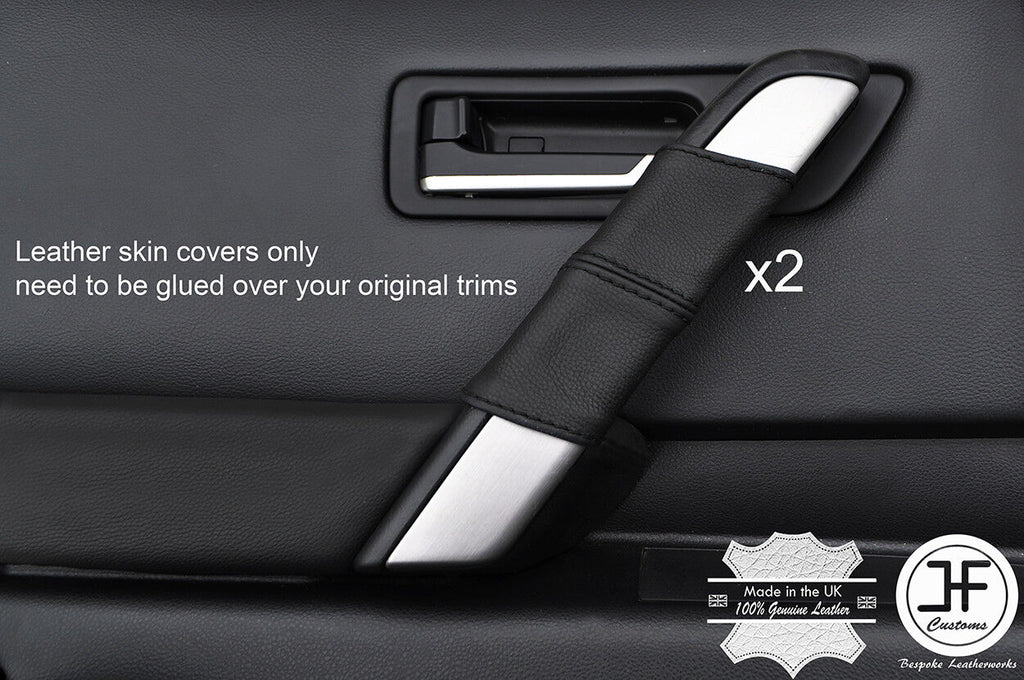 BLACK STITCH 2X REAR DOOR HANDLE LEATHER COVERS FITS INFINITI FX35 FX45 03-2008