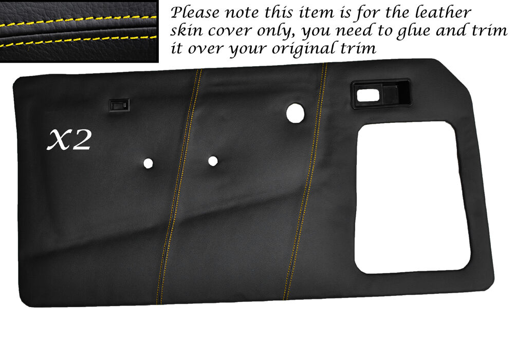 YELLOW  STITCH 2X FRONT DOOR CARDS LEATHER COVERS FITS TALBOT SUNBEAM & LOTUS TI
